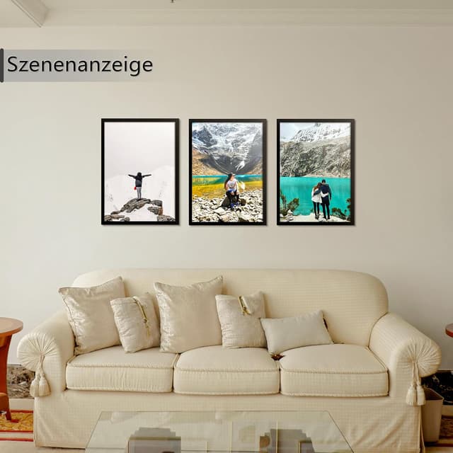 Detalle de Tinkeps 3er Pack A3 Bilderrahmen (29,7 x 42 cm) schwarz – Holzwerkstoff, Plexiglas-Ersatz und drehbare Rückwand