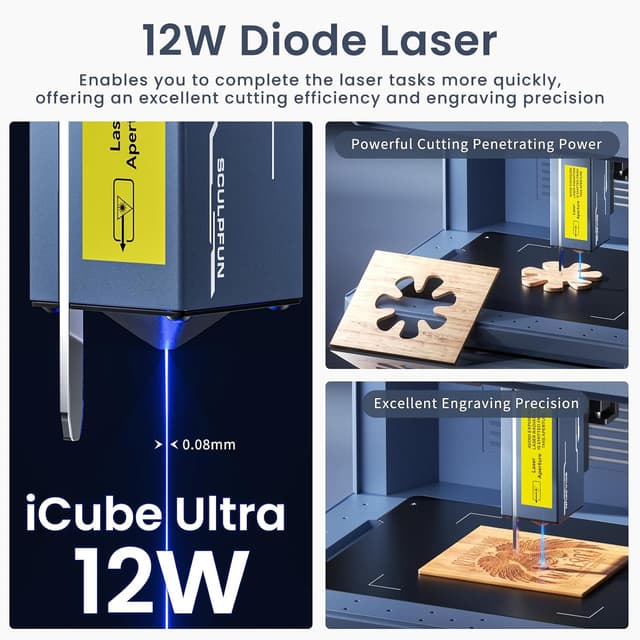 Thumbnail 2 de SCULPFUN iCube Ultra 12W incisore laser portatile per hobbisti