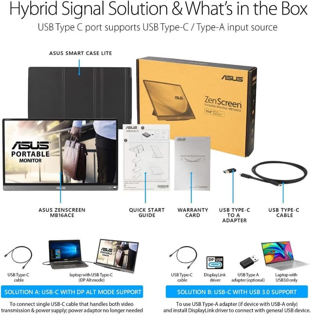 Detalle de ASUS ZenScreen MB16ACE 15.6" USB monitor