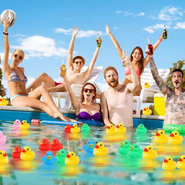 Thumbnail 6 de 50 Pcs Rubber Ducks Bath Toy (5 Colors) – Multicolor Mini Float Ducks for Baby Bath, Shower & Party Favors