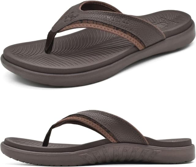 Detalle de KuaiLu Men’s Sport Thong Flip Flops with Arch Support for Plantar Fasciitis (Plantar-friendly cushioning, size 6.5–12)