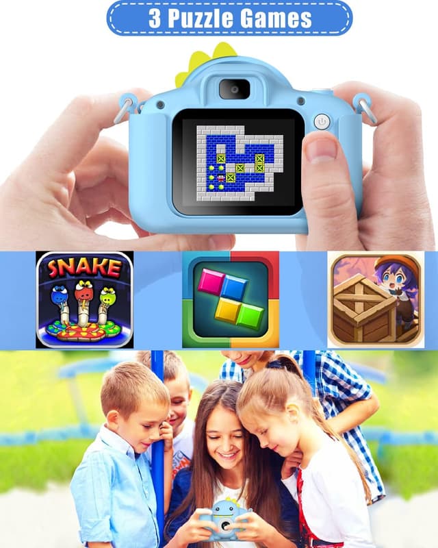 Detalle 1 de Hangrui Kids Camera (20MP) with Dual Lens, 2-inch IPS Screen & 1080P Video for ages 3–12 (Blue)