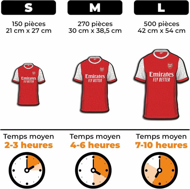 Detalle de Iconic Puzzles Arsenal Maillot – puzzle en bois 150 pièces sous licence officielle (taille S)