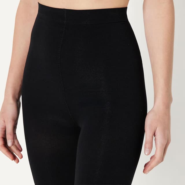 Detalle de Amazon Essentials Damen blickdichte fußlose Strumpfhose (2er-Pack) – weich, dehnbar, alltagstauglich