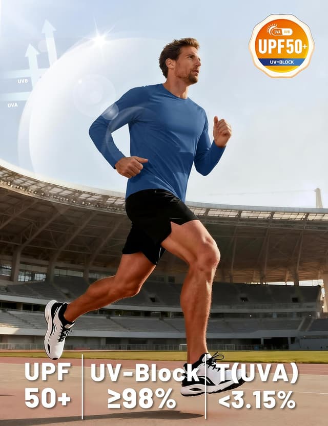 Detalle de TACVASEN Herren UPF 50+ UV-Schutz Langarmshirt (Rashguard) für Outdoor, Schwimmen & Surfen