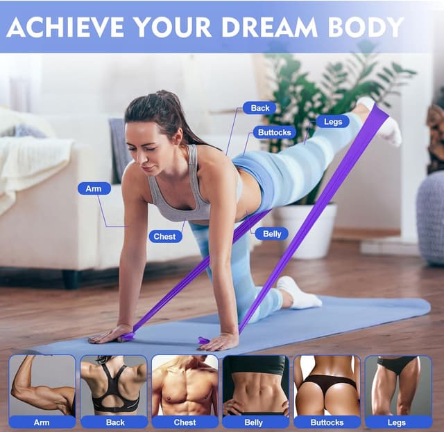 Detalle de Fokky Elastici Fitness Set di 4 (1,8 m) con 4 livelli di resistenza