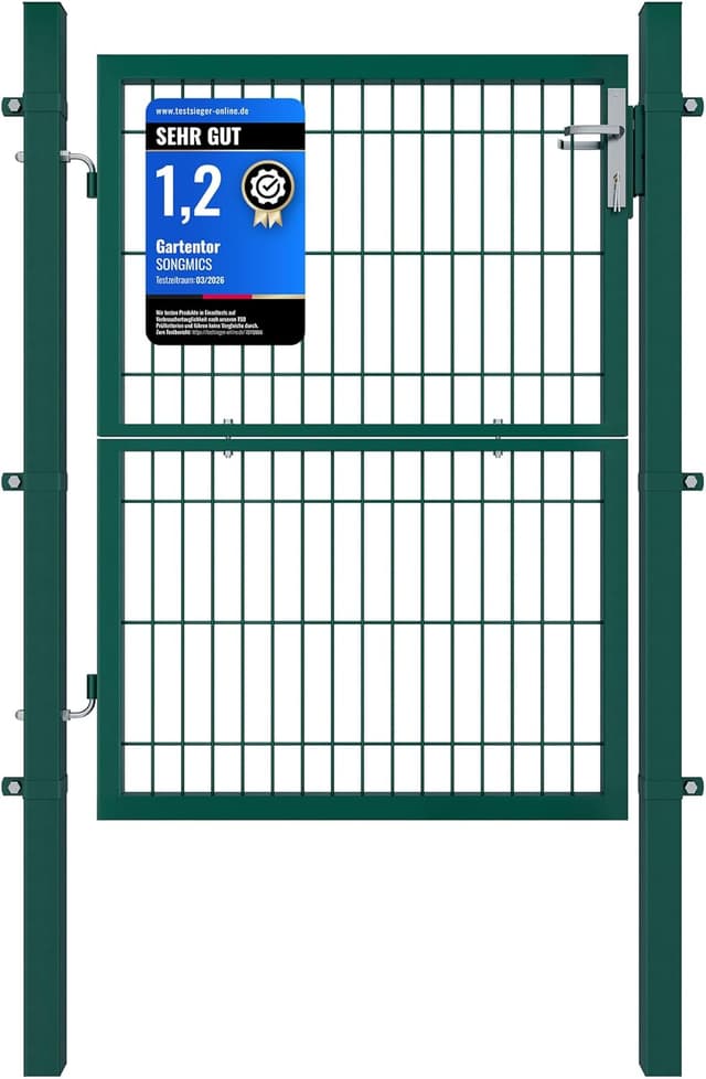 Detalle de SONGMICS abschließbares Gartentor aus verzinktem Stahl, 106 x 125 cm (B x H) – grün GGD175L