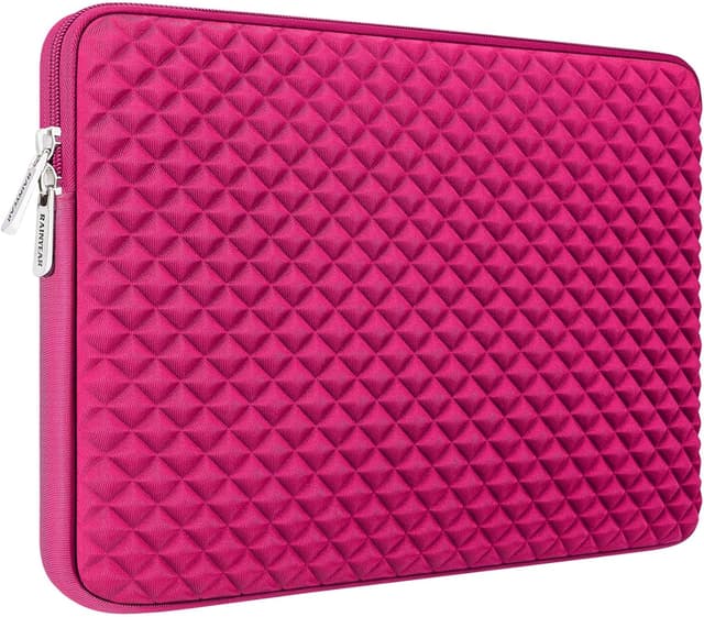 Detalle de RAINYEAR 11–13 Inch Laptop Sleeve with Diamond Foam Protection (Deep Pink) for 13" MacBook Air/Pro and 11–11.6" Chromebooks