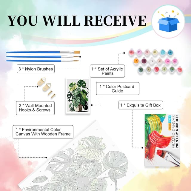 Thumbnail 4 de Camocin Art Plants Paint by Numbers 8 x 12in