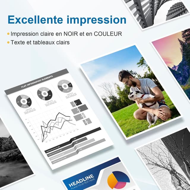 Detalle de Cartouche 545 546 XL (PG-545XL / CL-546XL) de remplacement pour Canon Pixma, noir & tricolore