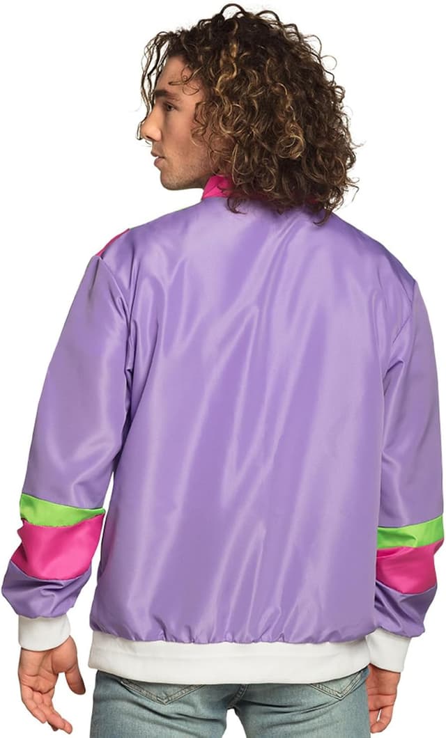 Detalle 2 de Boland Trainingsjacke im 80er-Style als Kostüm für Erwachsene mit Taschen – Retro für Mottoparty, Karneval & Camping