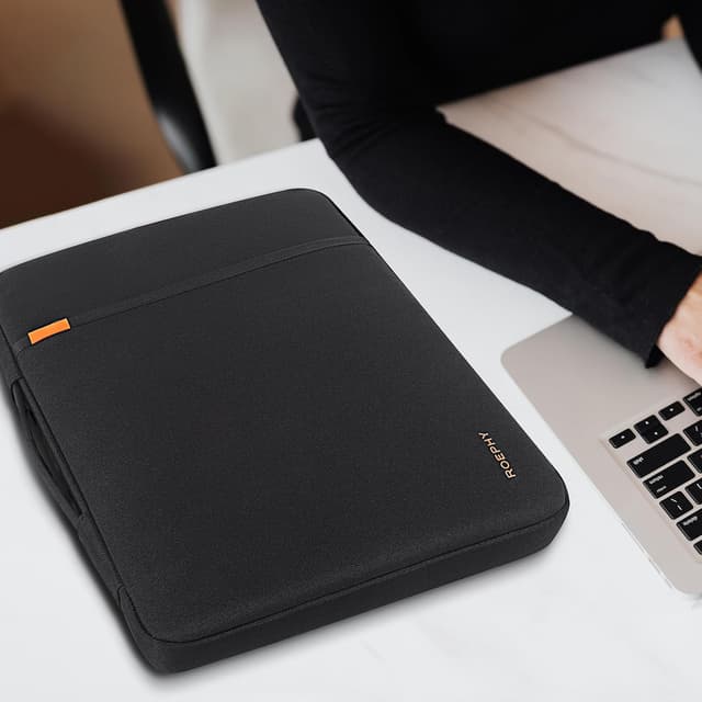 Detalle de ROEPHY Laptoptasche für 17–17,3 Zoll – stoßfeste Slim Hülle mit Tragegriff (Schwarz)