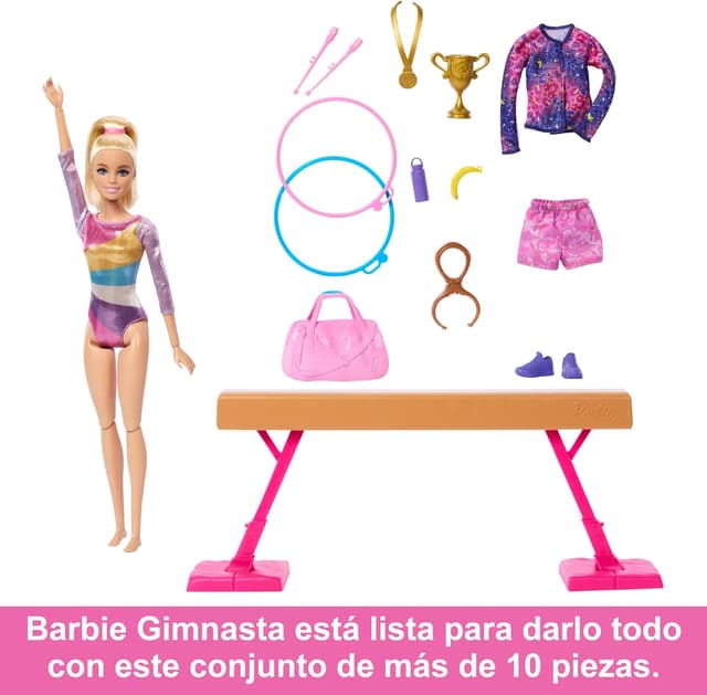 Detalle 2 de Barbie HRG52 - Muñeca Gimnasta con Set y Accesorios 🤸♀