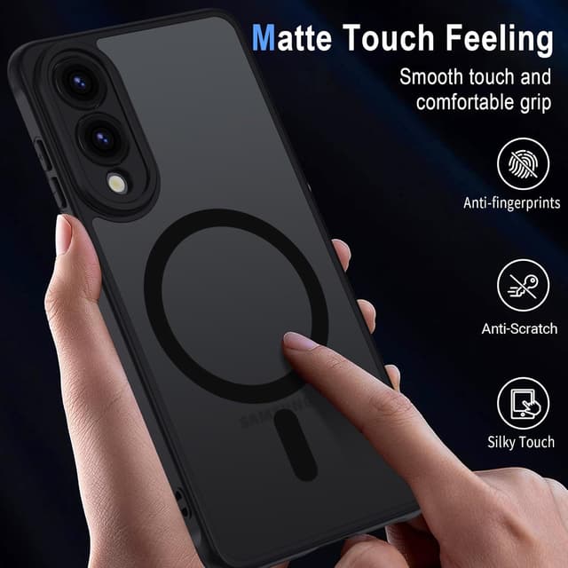 Detalle de Coque XTCASE pour Samsung Galaxy S25 Edge magnétique compatible MagSafe – Noir, finition translucide mate