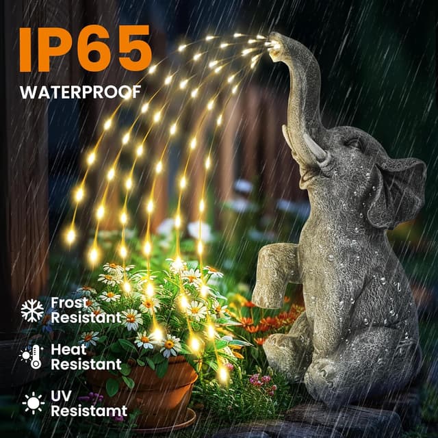 Detalle de GIGALUMI Elephant garden solar light statue 40 cm