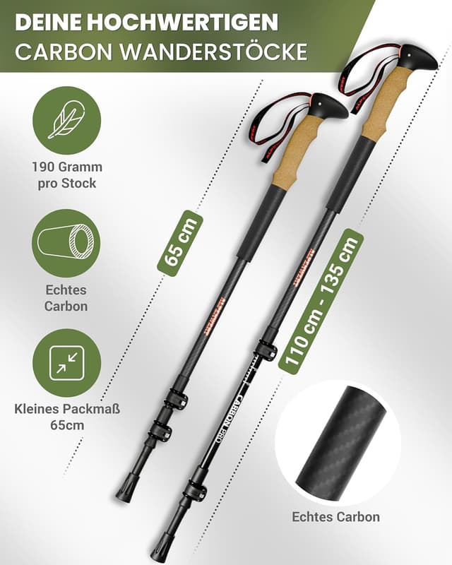 Detalle de ALPENWERT Wanderstöcke Teleskop 190 g