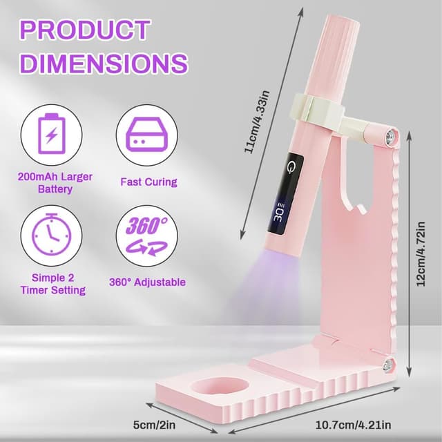 Detalle 2 de Flintronic Lampe UV Ongles Gel 3W portable avec support, double minuteur 30s/60s et écran tactile