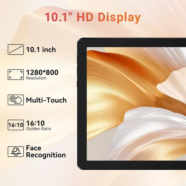 Detalle 1 de URAO 10.1-Inch Android Tablet (Android 16) with Octa-Core, 128GB Storage, Wi‑Fi 6 & Bluetooth 5.4