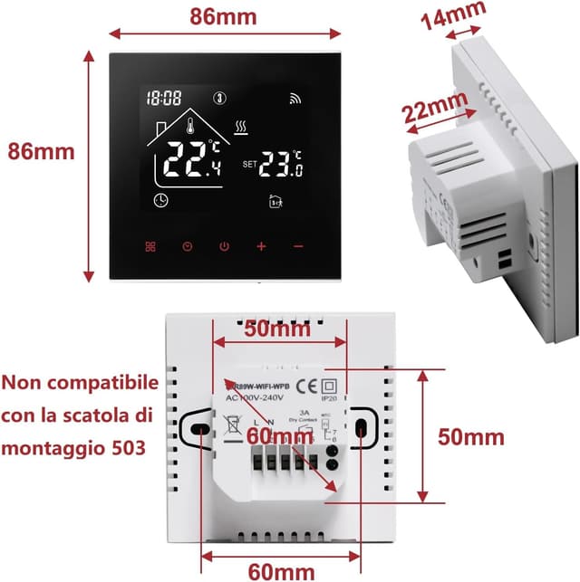 Thumbnail 5 de Termostato Graffiti TDR89B WiFi 3A