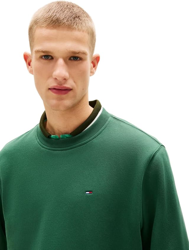 Detalle de Tommy Jeans felpa da uomo Regular Fit con bandiera sul petto