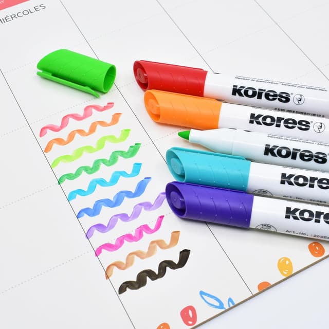 Detalle de Kores K-Marker XW2 – Lot de 10 marqueurs de couleur pour tableau blanc à pointe biseautée
