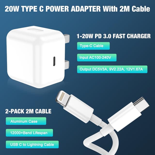 Thumbnail 5 de KTDRJN PD 20W Fast Charger 2-pack for iPhone