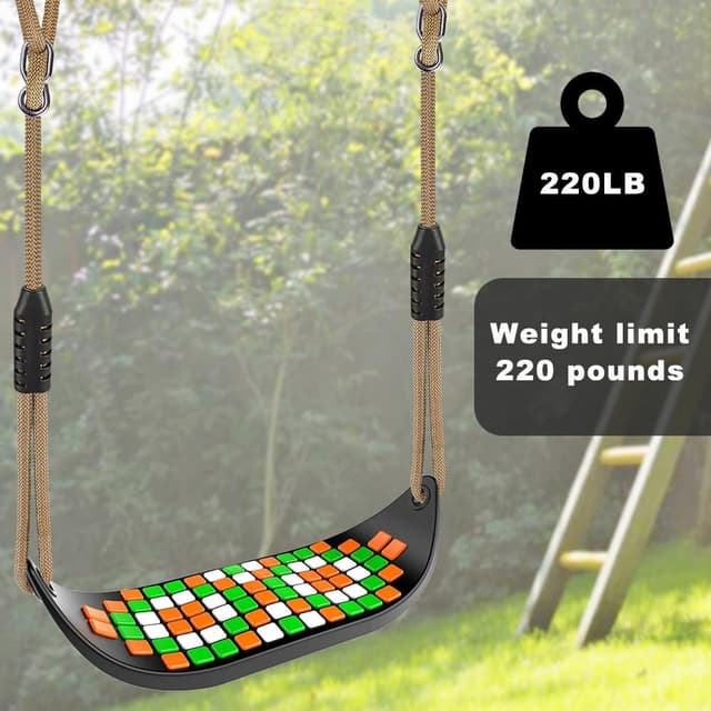 Detalle de SELEWARE Schaukel Outdoor Kinder Schaukelsitz – höhenverstellbares Schaukelbrett mit rutschfestem Kunststoff und verstellbarem Seil