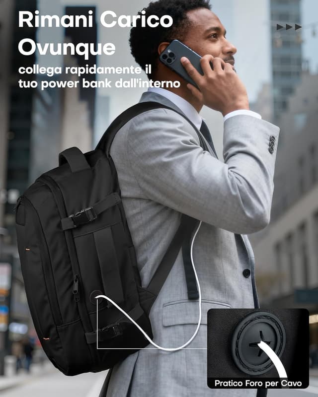 Detalle 2 de HOTOR Zaino Ryanair 40x20x25 zaino da viaggio con porta PC