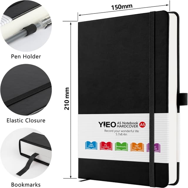 Detalle de A5 Lined Notebook 3 Pack, 200 pages