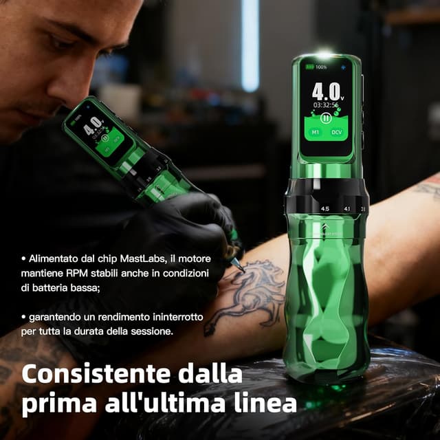 Detalle 2 de Dragonhawk Fold Pro “Year of the Horse” kit tatuaggi con penna rotante, 7 corse e 2 batterie