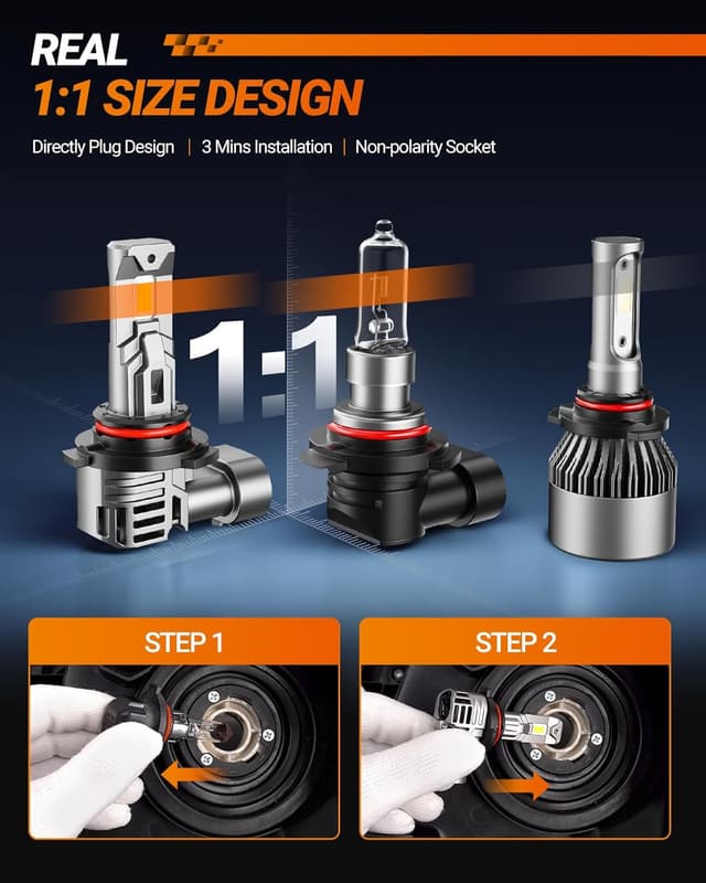 Detalle 2 de SEALIGHT 9012 HIR2 LED, 6500K bianco freddo (confezione da 2) Plug-N-Play