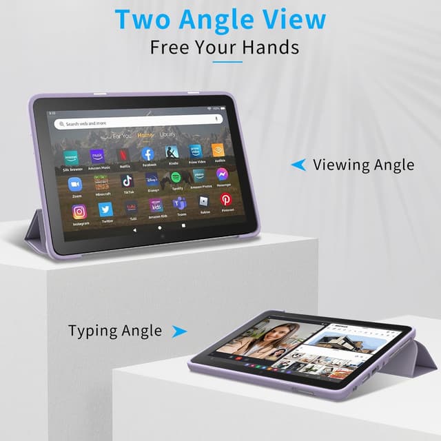 Detalle de Mansiruyi 8-inch Tablet Case with Trifold Stand, Auto Sleep/Wake and Shock Protection – Light Purple