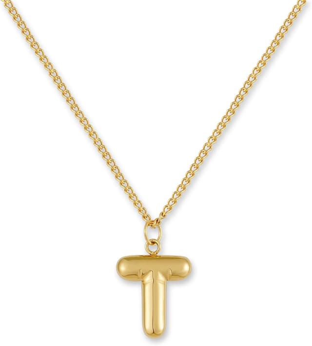 Detalle de GD GOOD.designs Collana Lettera Oro Bubble A–Z con iniziale in acciaio inox placcato oro 18K