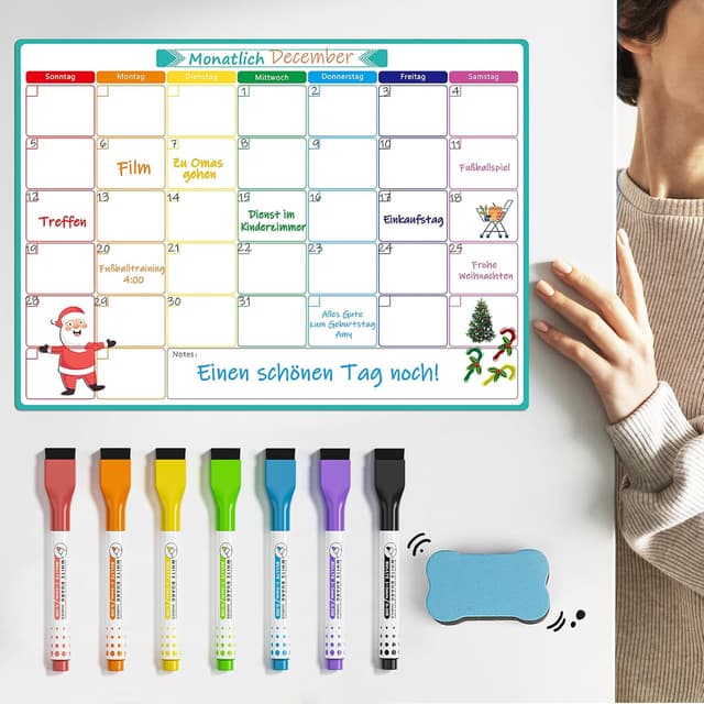 Detalle de KTRIO A3 Magnetic Monthly Planner Whiteboard for Fridge Calendar & Chore Charts
