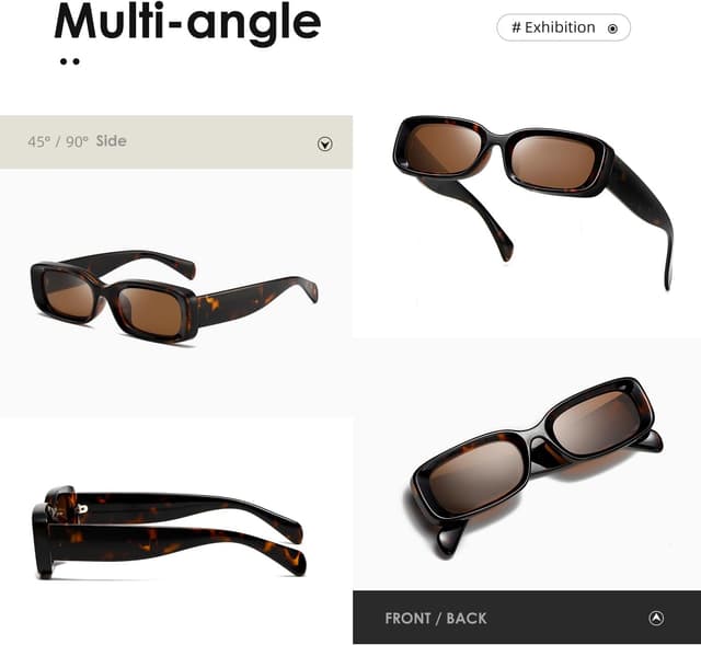 Detalle 2 de Kimorn Women’s Retro Driving Sunglasses with UV400 Protection (Narrow Square Frame)