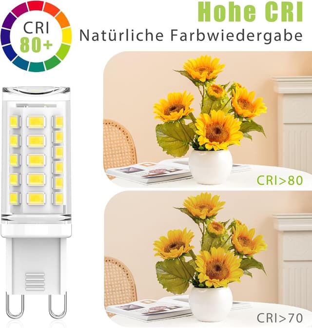 Detalle de CQTLED G9 LED-Lampe kaltweiß 6000K, 3W (520 lm) – 6er-Pack, nicht dimmbar