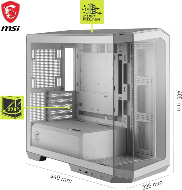 Detalle de MSI MAG PANO M100L PZ White boîtier Micro-ATX