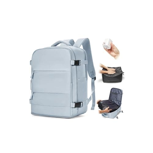 Detalle de BJLFS Mochila de viaje cabina 40x30x20 con compresión por vacío y bomba manual (Ryanair/easyJet/Vueling/Wizz Air)