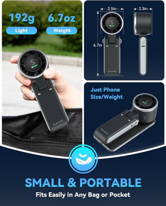 Thumbnail 5 de PlayHot Portable Handheld Turbo Fan 5 Gear Wind