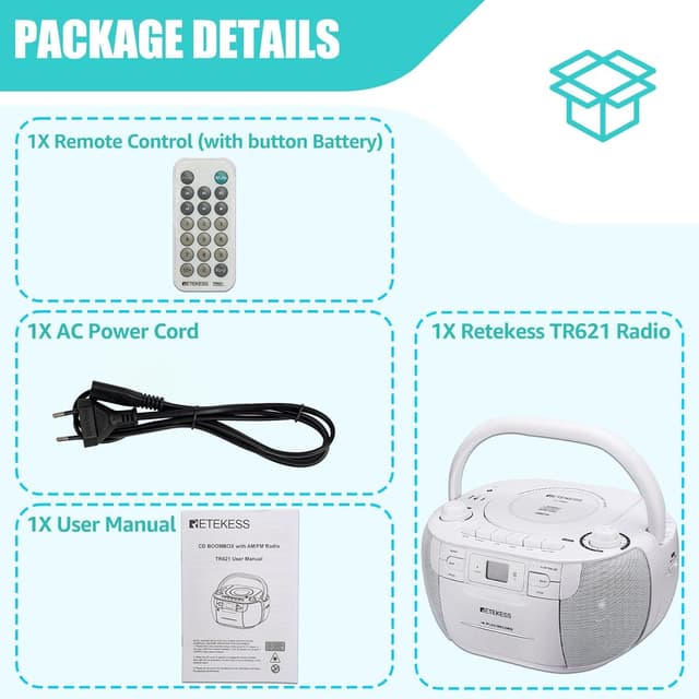 Thumbnail 6 de Retekess TR621 lettore CD portatile