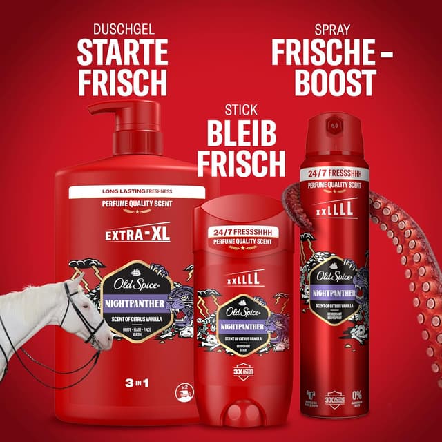Thumbnail 6 de Old Spice Night Panther 3-in-1 Duschgel für Haar, Gesicht und Körper (1000 ml) – langanhaltende Frische