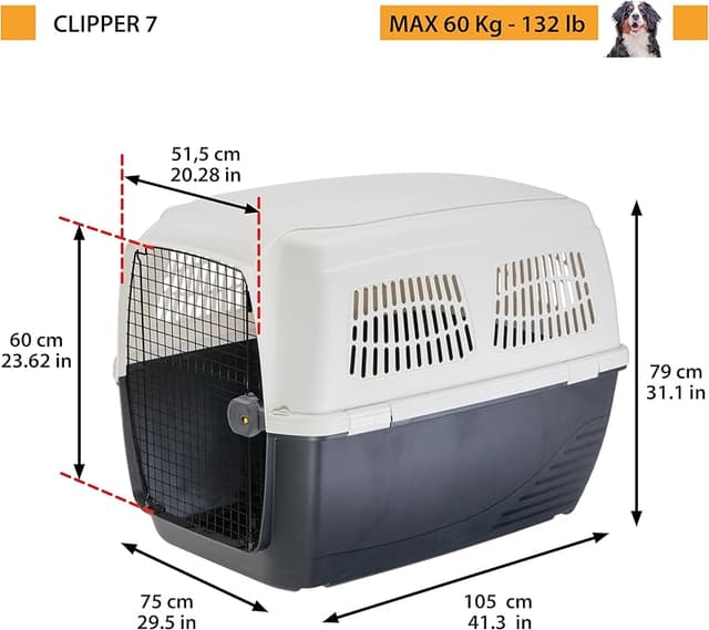 Detalle de Ferplast CLIPPER 7 Transportín rígido para perro 105×75×79 cm