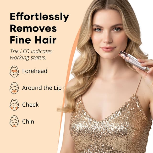 Detalle de VG VOGCREST 2-in-1 Rechargeable Facial & Eyebrow Hair Trimmer with LED Light (Rose Gold)