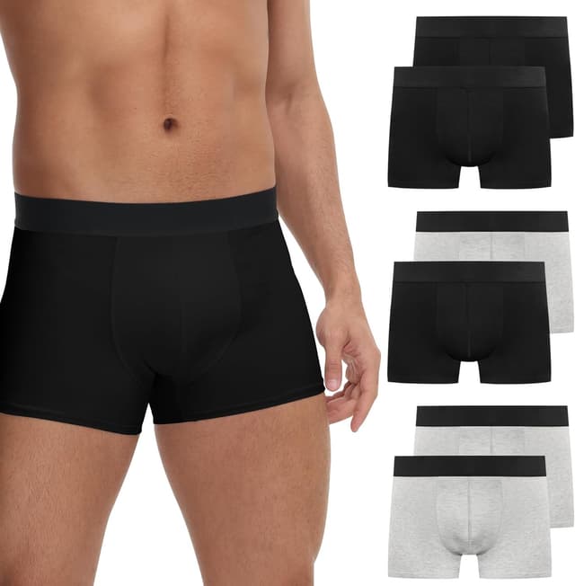 Detalle de FALARY Herren Boxershorts im 12er/6er Pack aus Bio-Baumwolle (etikettenfrei, atmungsaktiv) – Größen S bis 3XL