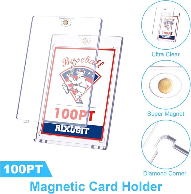 Detalle de 20-Pack 100pt One Touch Magnetic Card Holders (Magnetic Baseball Card Holders) with UV Protection