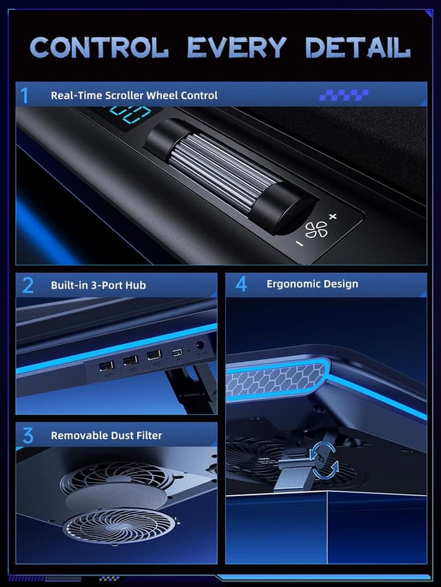 Detalle 2 de llano V12 RGB Cooling Pad ⚡