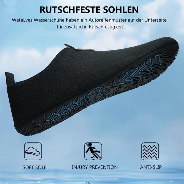 Detalle de Swim Water Shoes Aqua Socks barefoot-style water shoes for sea beach swimming, pool and more (ladies & mens)