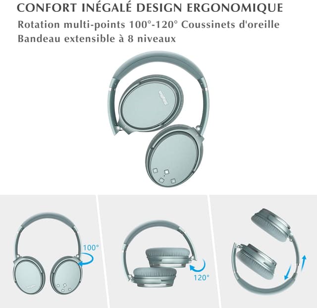 Detalle 2 de Srhythm NC35 : casque Bluetooth sans fil V5.0 avec ANC et 50 h d’autonomie