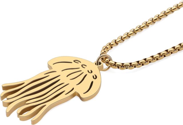 Detalle de Collier BAMAY méduses en acier inoxydable plaqué or 18k