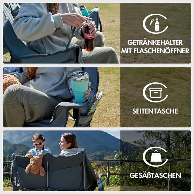 Detalle 2 de Portal Campingsofa Doppel Klappstuhl 272 kg